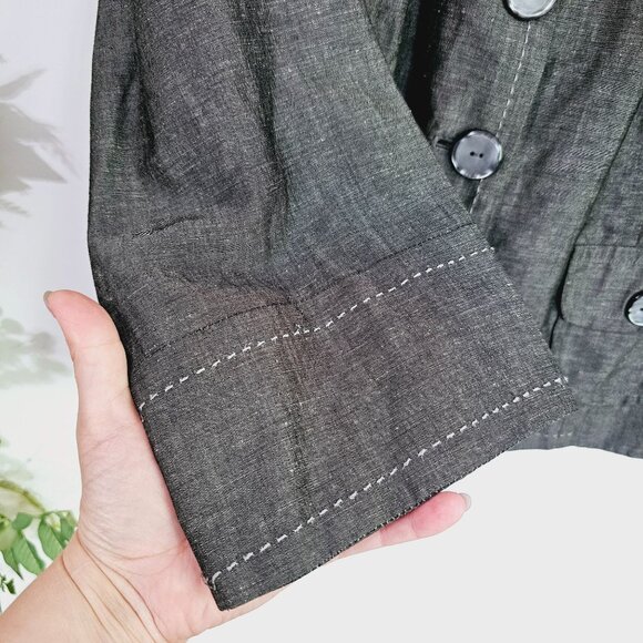 Willi Smith Womens Blazer Jacket XL 3 Button Black Linen Blend 《941》J - Picture 4 of 6